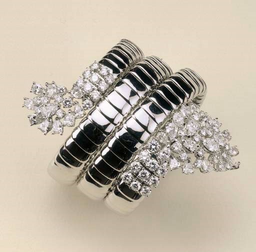 Bracciale a serpente in oro rodiato e diamanti