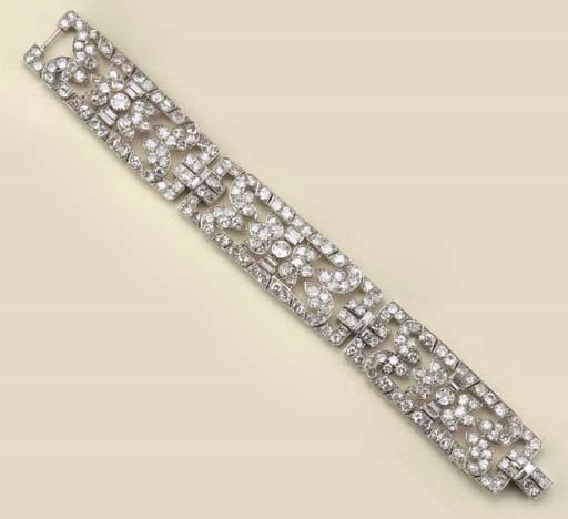 Bracciale art déco in platino e diamanti