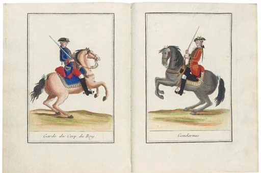 COSTUME--Uniformes Militaires des troupes françoises et Étrangeres. Paris: Juillet and Onfroy, [n.d., but 1779].