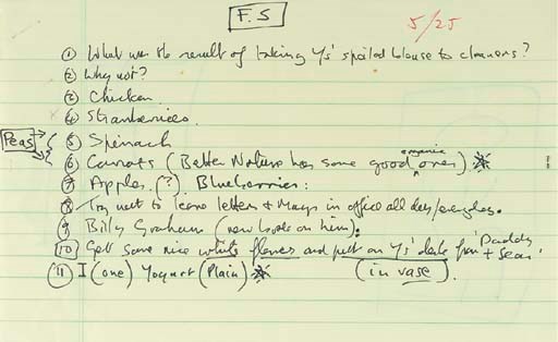 JOHN LENNON HANDWRITTEN LIST