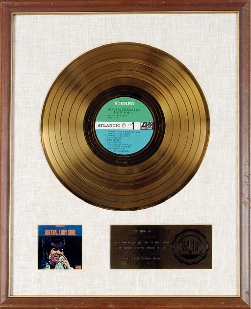 ARETHA FRANKLIN RIAA GOLD RECORD FOR "LADY SOUL"