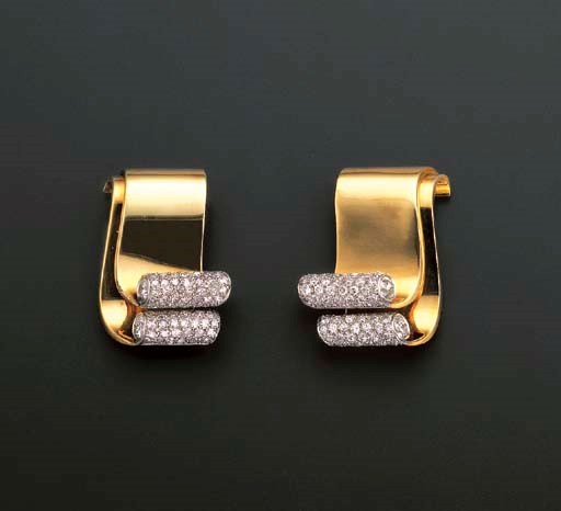 A DIAMOND-SET CLIP BROOCH, BY CARTIER, AND ANOTHER
