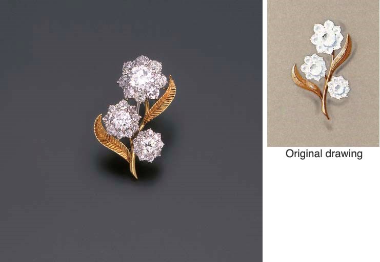 A DIAMOND FLORAL BROOCH, MOUNTED BY CARTIER