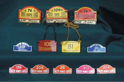 Liege-Rome-Liege; two competitors lapel badge passes with another similar Liege-Brescia-Liege 1958 & 1959; together with two others for Lyon-Charbonnieres Rallye, undated inscribed Mlle Moss. (5) 	 (5)