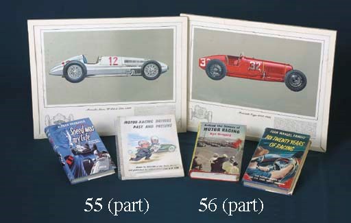 A group of motoring books including Jaguar Workshop Service Manual for XK120 & Mk VII models: Motor Racing Drivers Past & Present (Sallon): Speed Was My Life (Neubauer): Behind The Scenes of Motor Racing (Gregory): My 20 years of Racing (Fangio): 'The Motor' Yearbook 1951: L'Annee Automobile (12) 1964: Rallye Sport (Volker) & run of Automobile Quarterley books some inscribed Eric Carlsson.