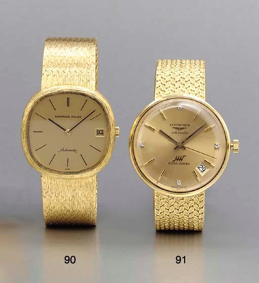 Audemars Piguet. An 18K gold self-winding wristwatch with date and bracelet