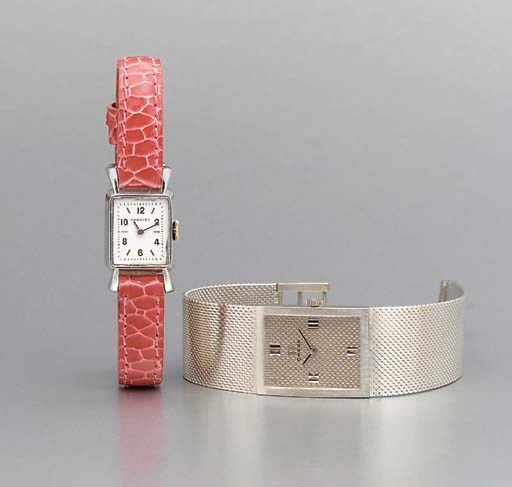 Omega and Bregeut. A lot of two white gold wristwatches
