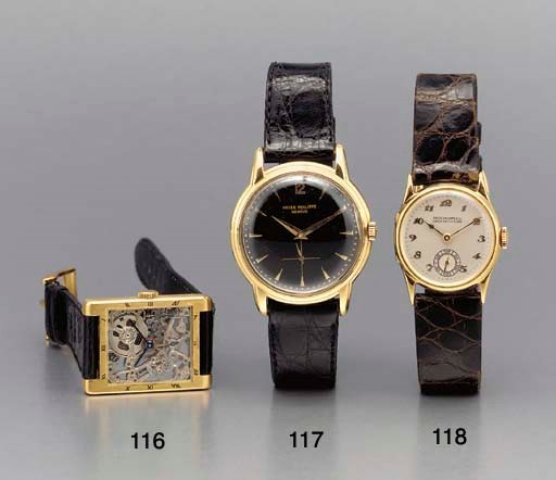 Audemars Piguet. A fine and rare 18K gold rectangular-shaped skeletonized wristwatch