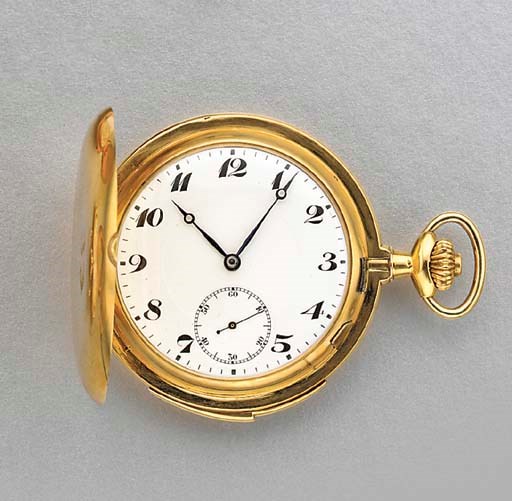 H. Barbezat-Bole. An 18K gold hunter case minute repeating keyless lever watch with Westminster chime