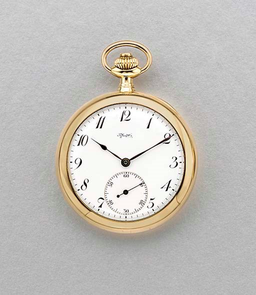 Patek Philippe. A fine and rare 18K gold openface two train minute repeating keyless lever watch