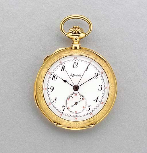 Tiffany & Co. An 18K gold openface minute repeating split second chronograph keyless lever watch