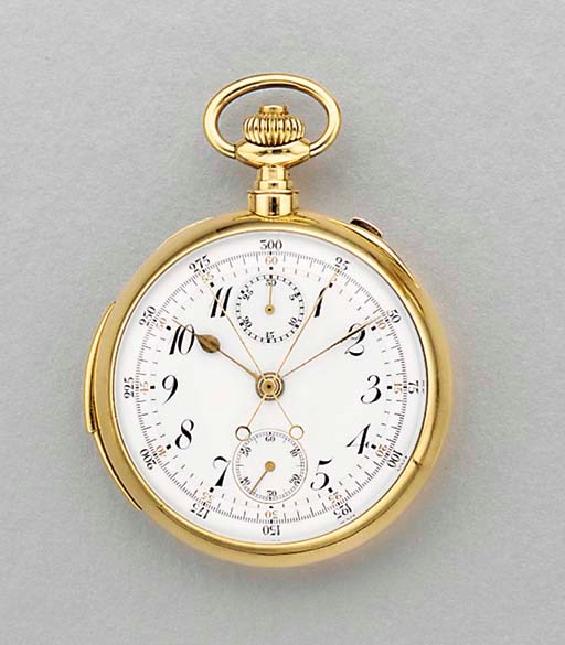 Haas Neveux. A fine 18K gold openface minute repeating chronograph keyless lever watch