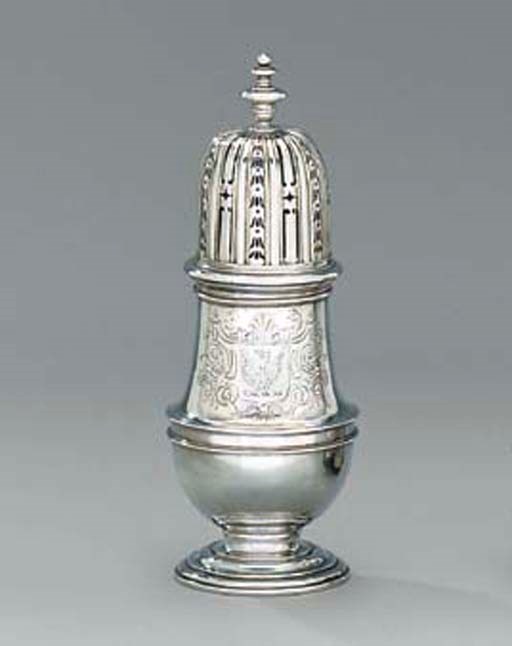 A Queen Anne silver caster