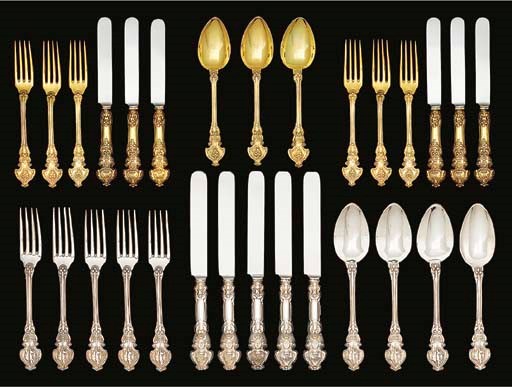 A Spanish parcel-gilt and silver-gilt table-service