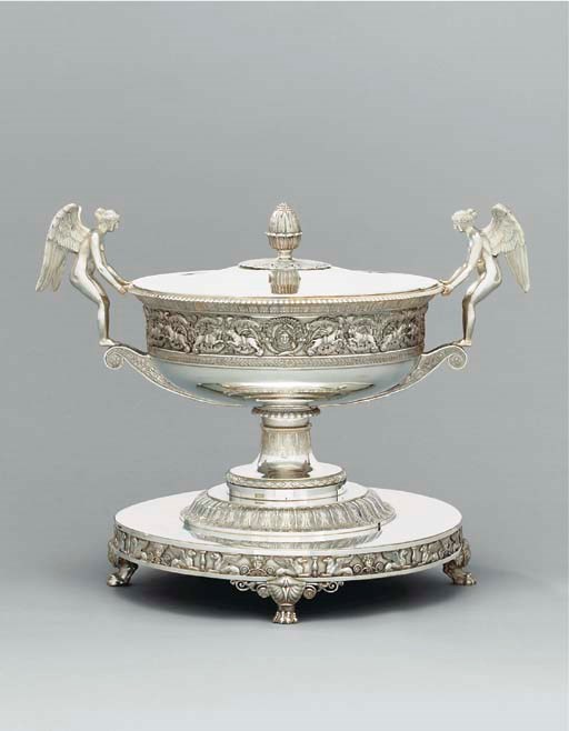 A French silver soup-tureen, cover and liner