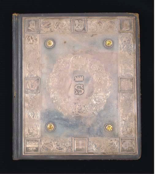 An Edwardian Silver-Mounted Leather Desk Blotter