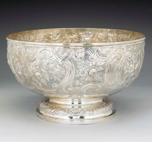 A Large Victorian Silver Punch Bowl