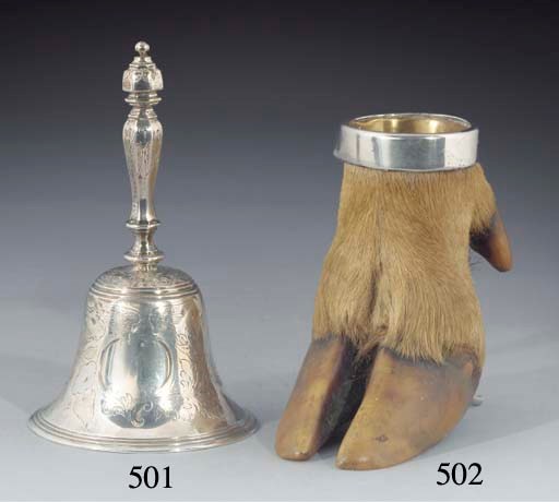 A Scottish Provincial Silver-Mounted Deer's Hoof Match Holder