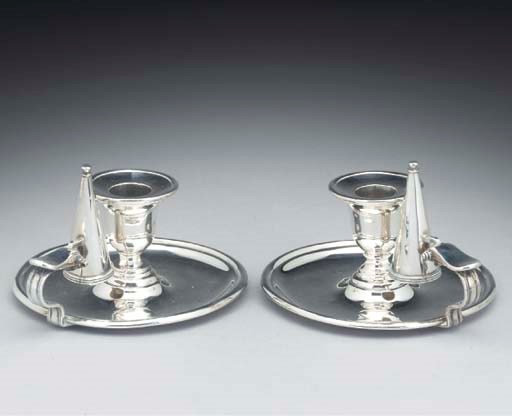 A Pair of Victorian Silver Chamber Candlesticks