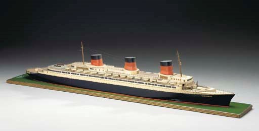 An early travel agents model of the S.S. Normandie for the French Line