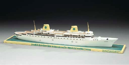 A travel agents model of the M.V. Kungsholm for the Swedish American Line