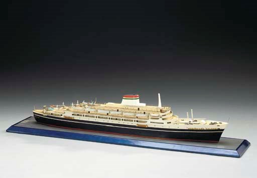 A waterline travel agents model of the S.S. Cristoforo Colombo for the Italian Line