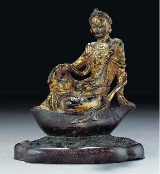 A gilt bronze model of a bodhisattva, Song/Yuan Dynasty