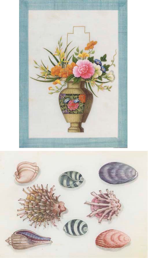 A selection of ricepaper paintings, 19th century