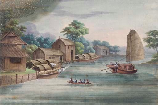 A set of ten ricepaper painting, 19th century