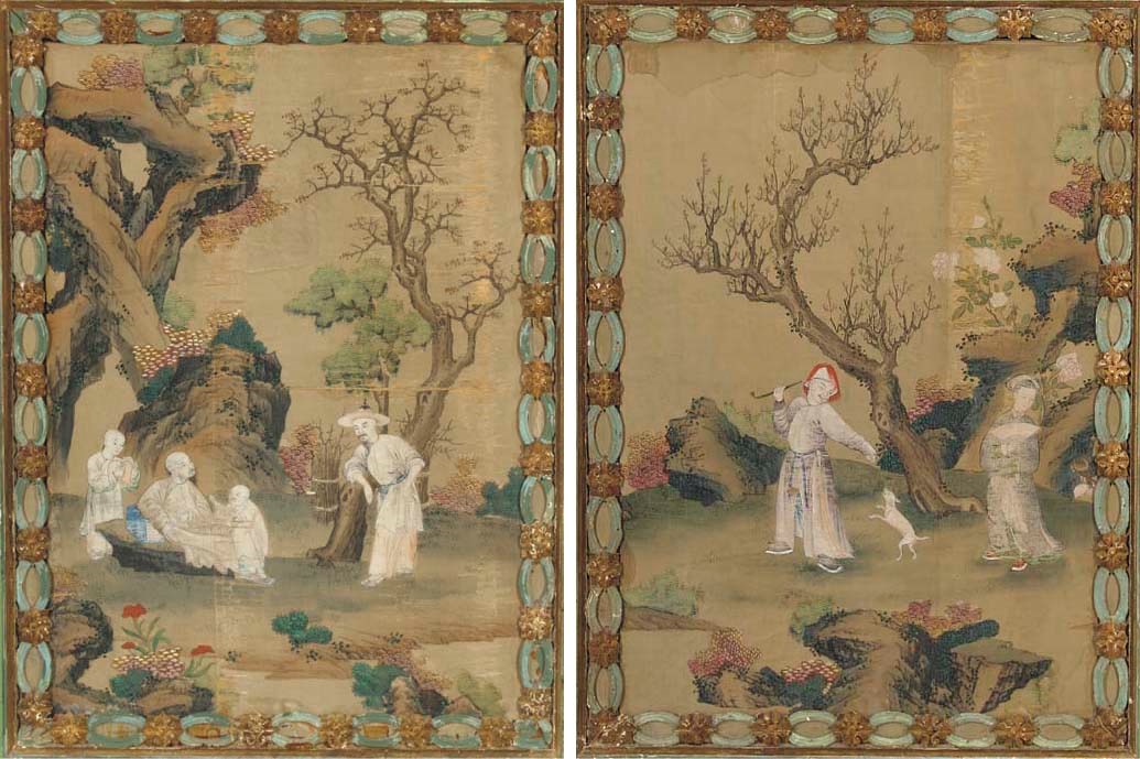 A set of four paintings in ink and colour on silk, 18th/19th century
