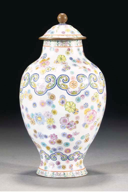 A Canton enamel vase and cover, 19th Century