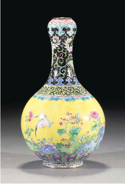 A Canton enamel bottle vase, 19th Century