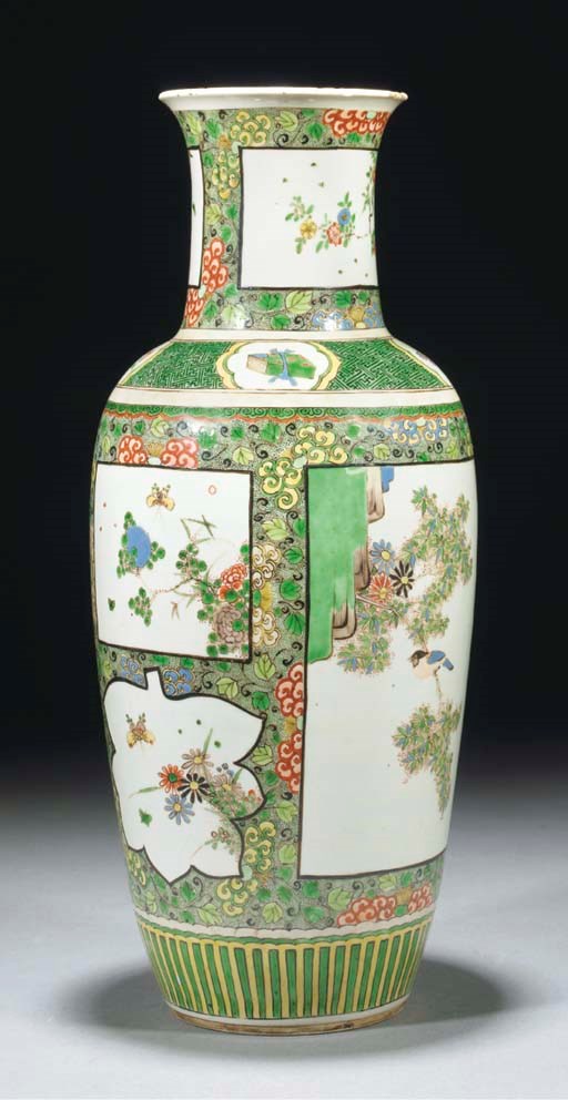 A famille verte ovoid vase, Kangxi