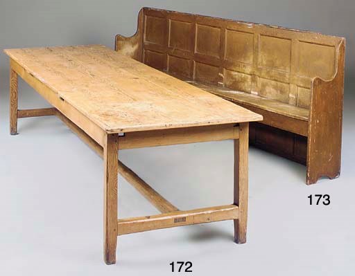A LARGE ENGLISH PINE FARMHOUSE TABLE