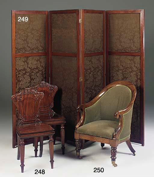 A WILLIAM IV MAHOGANY AND UPHOLSTERED BERGERE