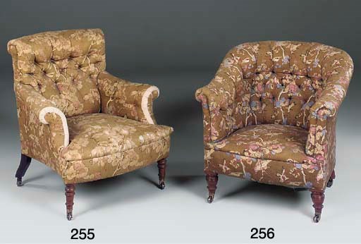 A LATE VICTORIAN MAHOGANY TUB ARMCHAIR
