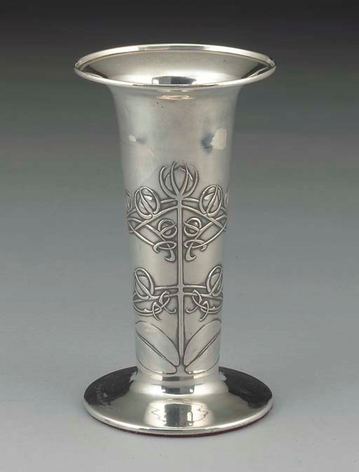A Liberty and Co. Cymric Silver Vase