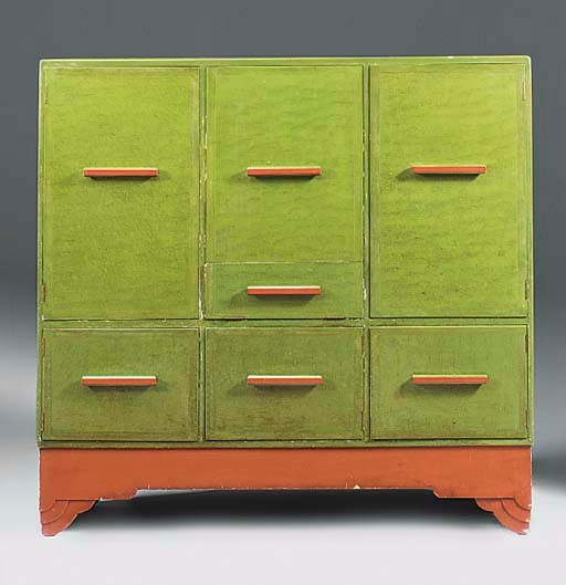 A PAINTED AND DECORATED COCKTAIL CABINET