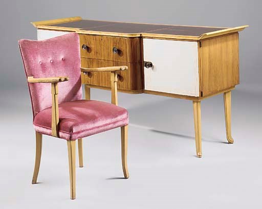 A BIRCH AND LEATHER DINING SUITE