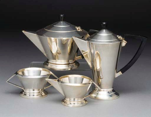 An Electroplated Art Deco Teaset