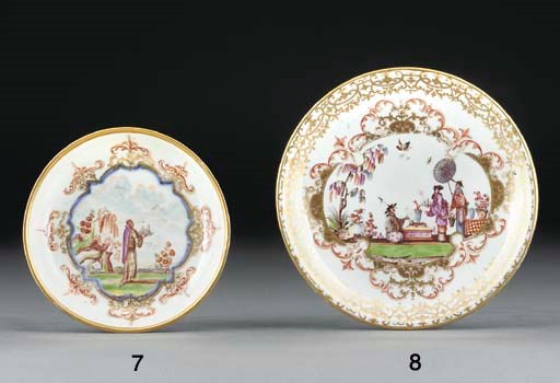 A Böttger blue-ground Chinoiserie saucer