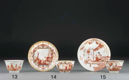 A Böttger Imari teabowl and saucer