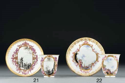A Meissen tall chocolate-cup and saucer