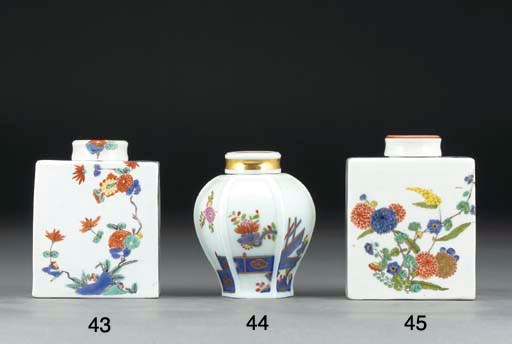 A Meissen baluster octagonal teacaddy and a cover
