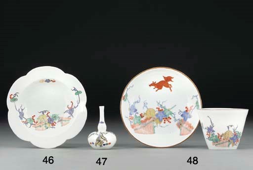 A Meissen Kakiemon conical beaker and saucer