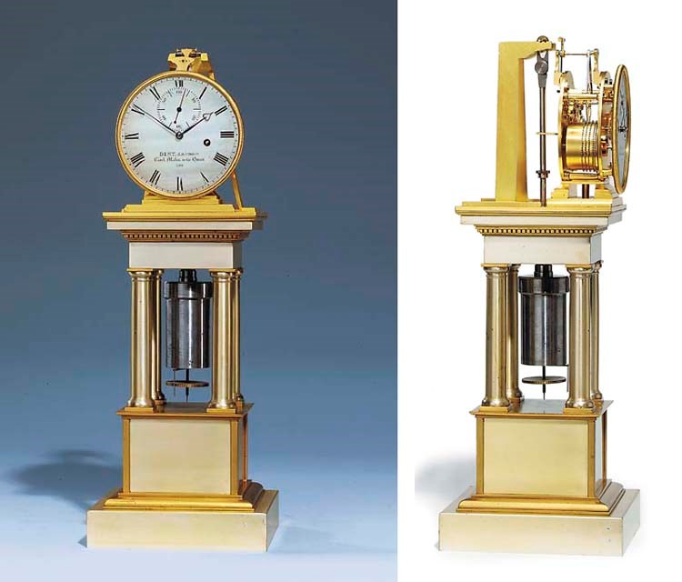 An early Victorian silvered and gilt-brass architectural table regulator with 30-second weight-driven remontoire