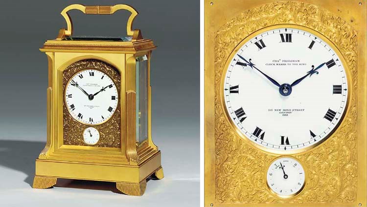An Edwardian gilt-metal giant striking carriage clock with up-and-down