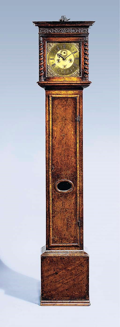 A Charles II walnut longcase clock