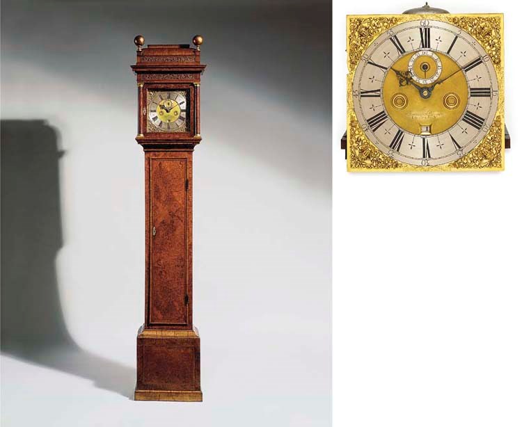 A Queen Anne month-going walnut longcase clock