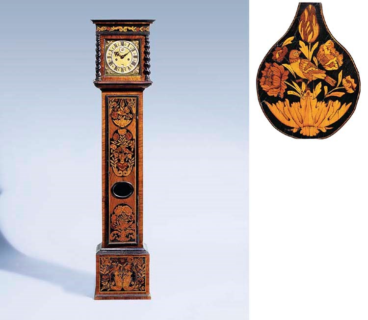 A James II walnut and floral marquetry small longcase clock